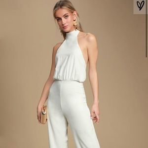 Lulu’s White long pants Jumpsuit